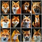 Милая лиса 5D сделай сам, квадратная и круглая алмазная живопись, украшение для дома, настенное искусство, животное, мозаика, наклейка ручной работы, алмазная вышивка, картина