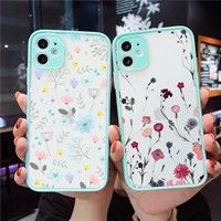 fashion flower beautiful phone case for iphone 13 12 11 mini pro xr xs max 7 8 plus x matte transparent blue back cover