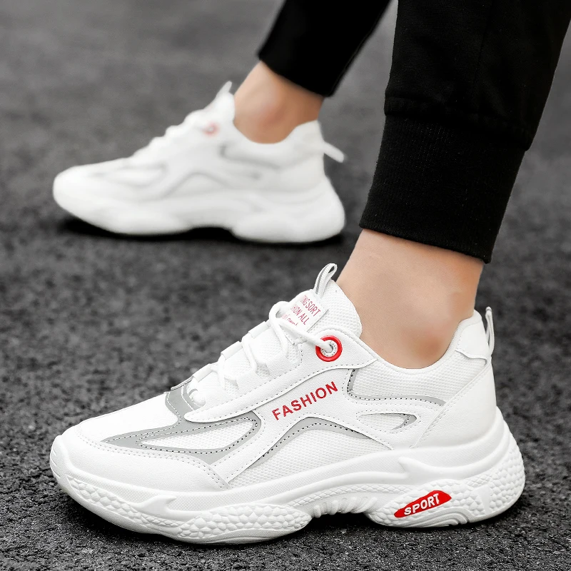 Белые спортивные мужские кроссовки Baideng сетчатые дышащие для бега уличные на