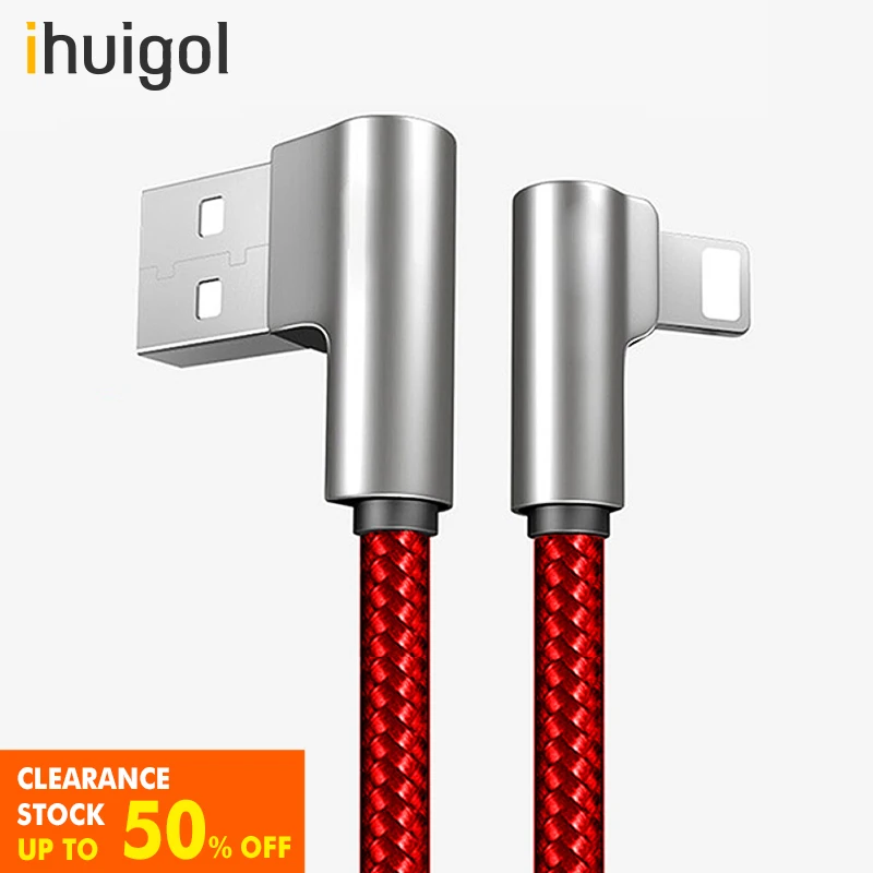 

ihuigol Elbow lighting Charger Cable Fast Charging For iPhone 12 11 Pro Max X 8 7 6 6S Plus iOS 9 10 11 Mobile Phone Cables 1.2M