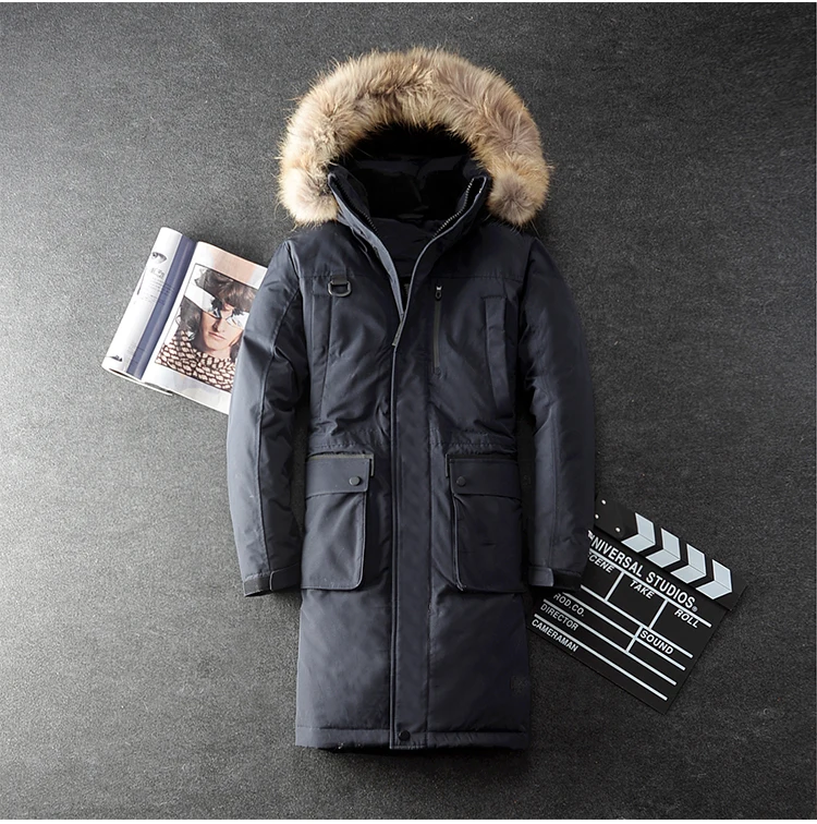 Новинка 2019 Мужская зимняя длинная пуховая куртка высококачественное пальто с