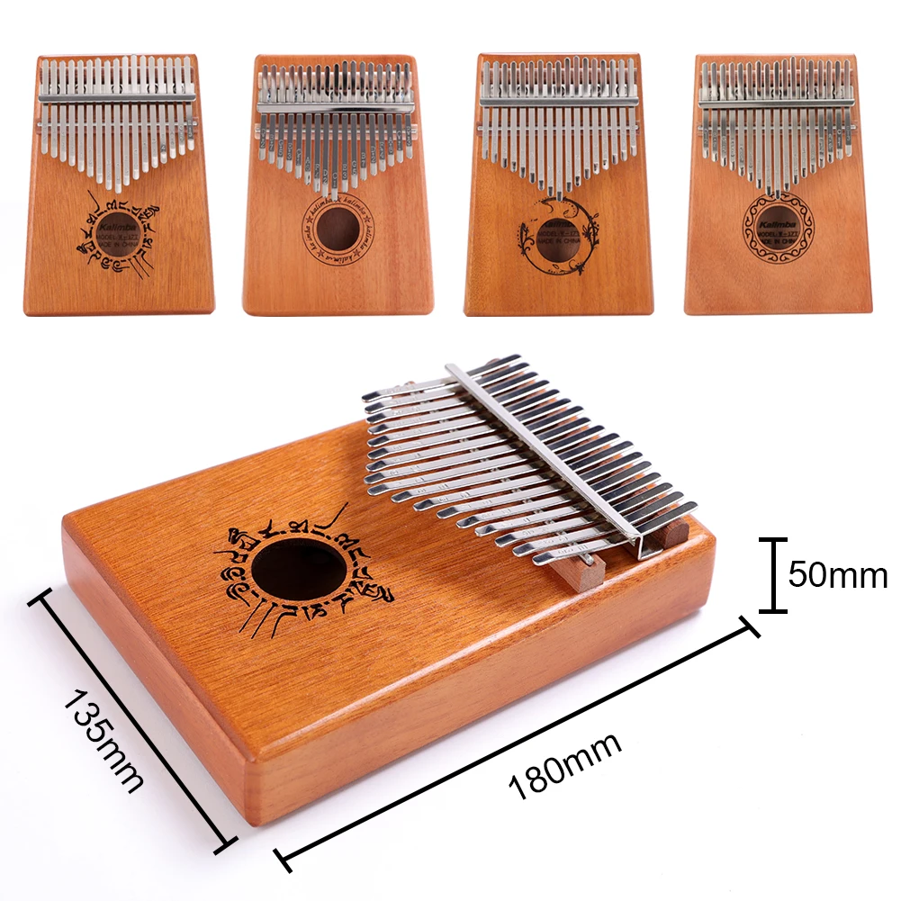 

17 Keys Mahogany Wood Kalimba Percussion Musical Instrument Thumb Finger Piano African Sanza Mbira with Tuning Hammer Sticker