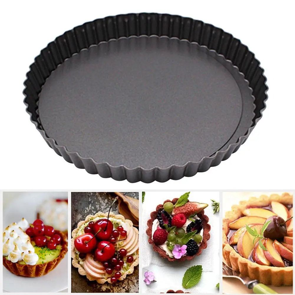 

2Pcs Round Non-stick Removable Loose Bottom Pie Cake Pan Baking Mold Bakeware