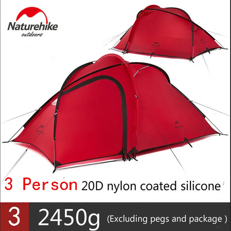 NatureHike Hiby серии Семья палатка 20D/210 т сверхлегких ткани для 3 человек с коврик NH17K230-N - Цвет: 3 Person 20D Red