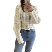 hirigin pullovers spring autumn female sweaters streetwear hollow out sweaters knitted top woman loose o neck knitting sweater