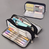 pen storage bag multifunctional 3 compartments canvas stationery organizer bag for students office%c2%a0pencil cases for stationery%c2%a0