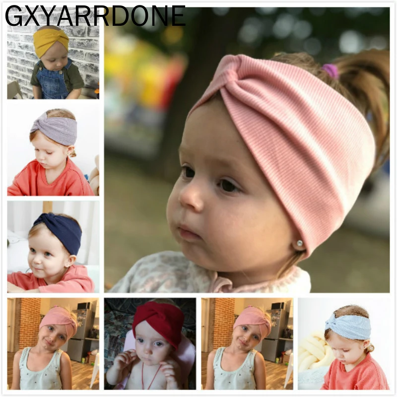 

17 Colors 2020 Baby Girls Headband Twisted Headdress Top Knot Elastic Hairband Kids Haarband Baby Girl Turban Hair Accessories