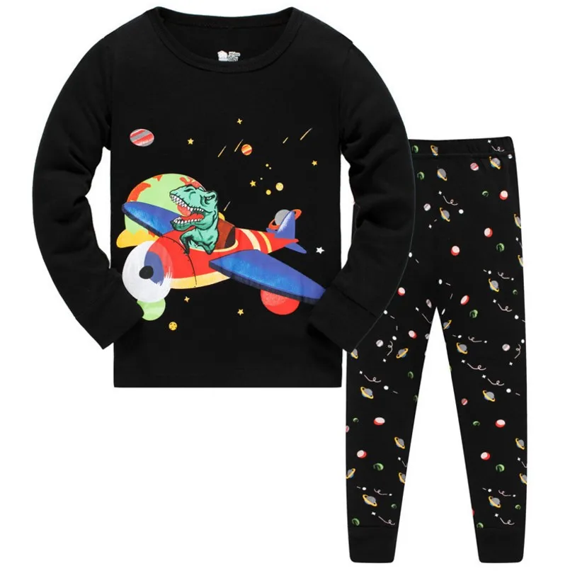 Детские пижамы из хлопка с длинными рукавами осенне весенняя одежда для сна