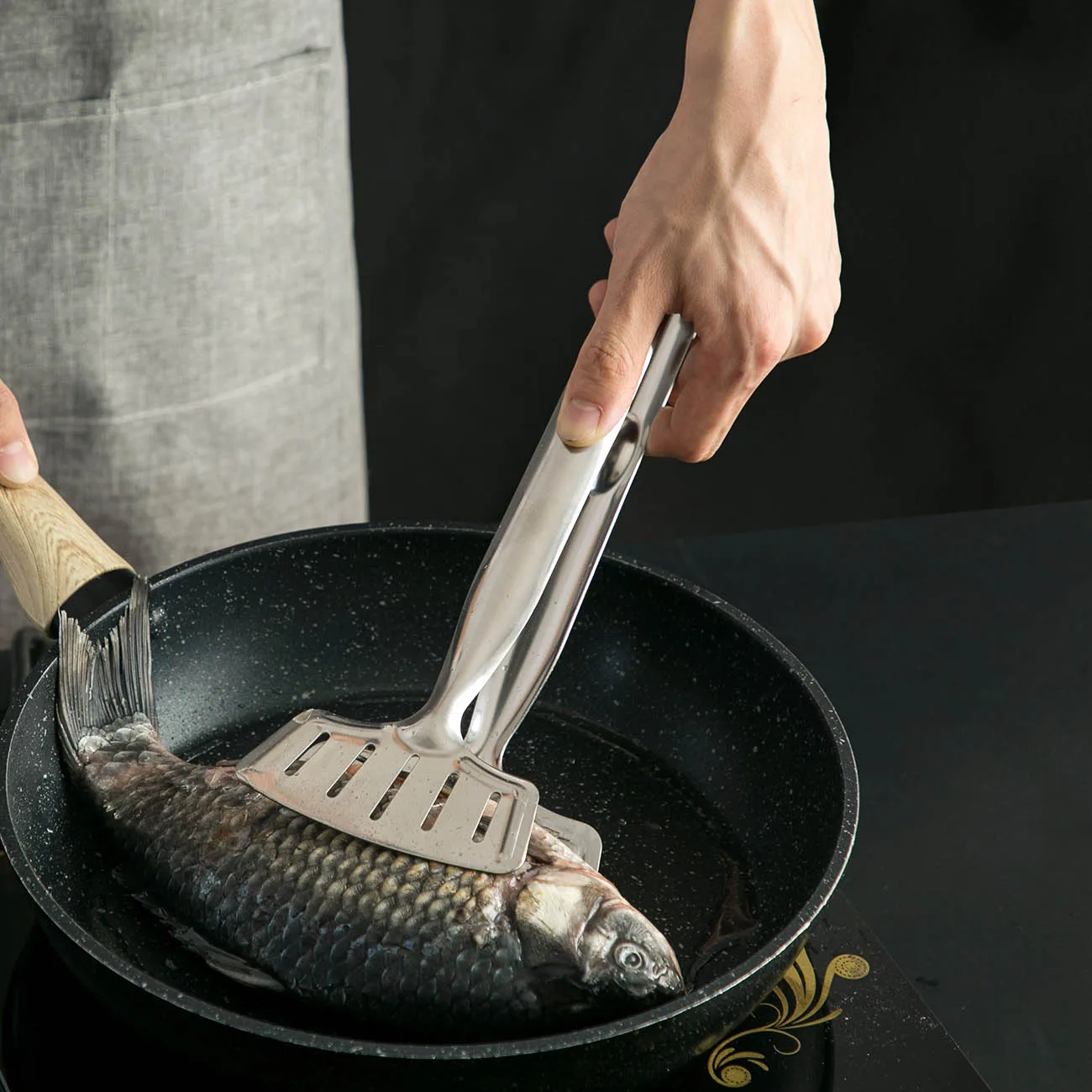 Лопатка для сковородки из нержавеющей стали фильтр масляный зажим домашняя
