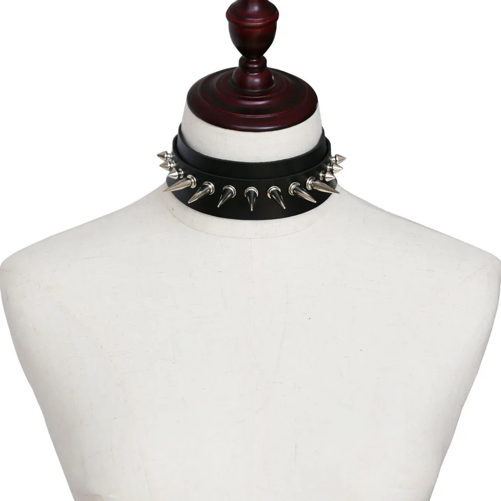 

2020 Harajuku Punk Spike Rivets Choker Collar Necklace Female Black Pink Chokers Necklaces for Women Men Anime Cosplay Jewelry