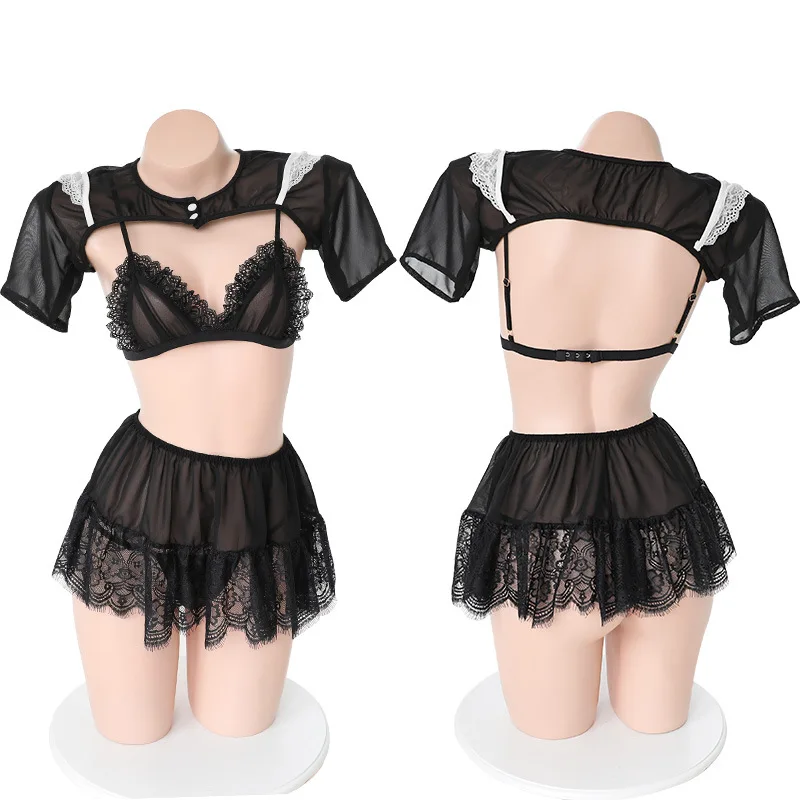 

Japanese Maid Cosplay Sexy Costumes Perspective Lingerie Set Underwear Servant Classical Erotic Lace Outfit Babydoll Sexy Outfit