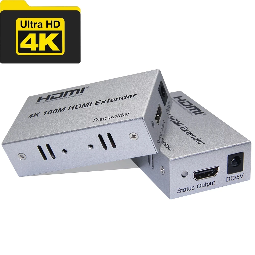 4K 100M HDMI Extender Extension Cord Video Converter Via CAT 5e 6 6e Cat5e Cat6 UTP RJ45 Network Ethernet Cable PC Laptop to TV