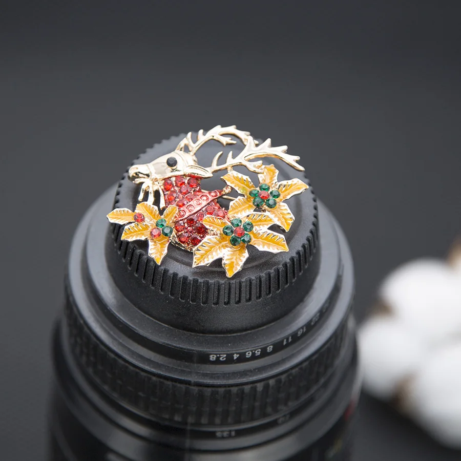 Новинка 2019 хит модные корейские Броши в виде оленя с кристаллами для женщин