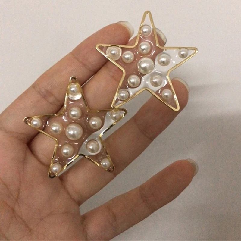 GHIDBK Boho Романтическая звезда и сердце жемчуг ушные манжеты большое акриловое