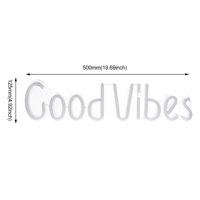 

P8DF LED Neon Wall Signs Good Vibes Wall Decoration with On/Off Switch Art Light