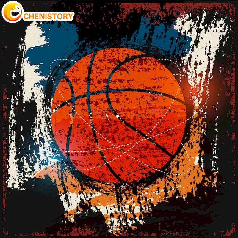 

CHENISTORY Diamond Painting With Square Rhinestones Basketball DIY 5D Diamond Mosaic Picture Cross Stitch Diamond Embroidery Kit