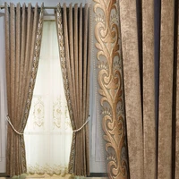 custom curtains luxury simple modern chenille living room embroidered coffee cloth blackout curtain tulle drape b043
