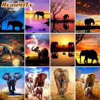 ruopoty 60x75cm diy frame painting by numbers elephant paint by numbers wall art picture acrylic paint by numbers for gift