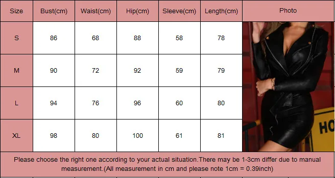 

New Fashion Women's PU Leather High Elastic Dresses Black Long Sleeve V Neck Bodycon Clubwear Dress