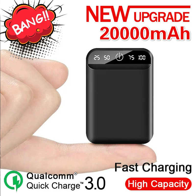 20000 мАч Power Bank Dual USB Автомобильное зарядное устройство для мини зарядки мобильных