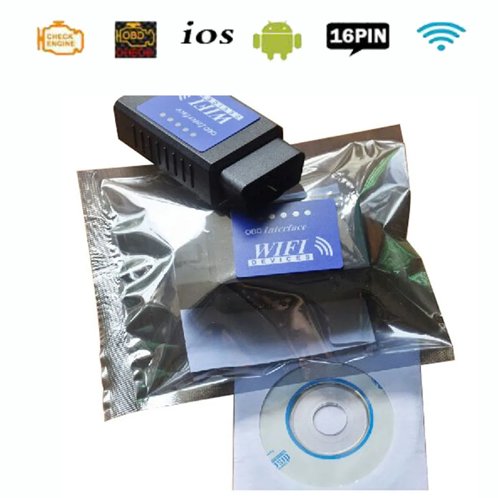 Новинка синяя этикетка OBD2 ELM327 WIFI ELM 327 V1.5 Wi Fi сканер USB считыватель кодов адаптер в 1