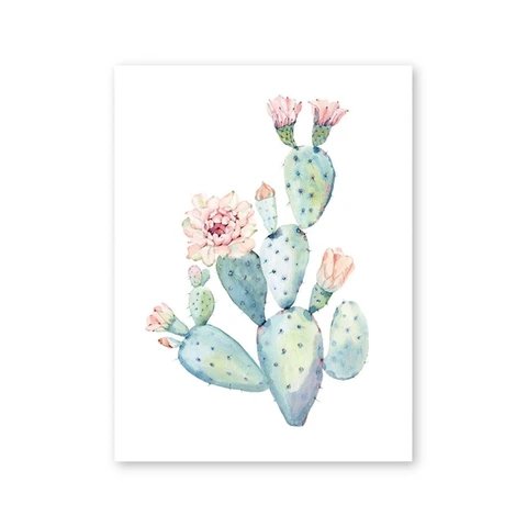 Скандинавский художественный принт пастельных цветов кактус холст картина плакат ботанические настенные художественные картины для гостиной домашний Декор без рамки
