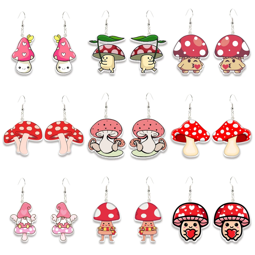 

Drop Earrings Cartoon Mushroom Pattern Print Earring for Charm Gift Accessories