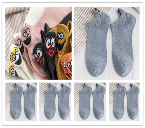 3 Женские носки, 5 пар, женские хлопковые носки с вышивкой Kawaii, короткие носки, женские носки-башмачки, женские повседневные носки - Цвет: 3