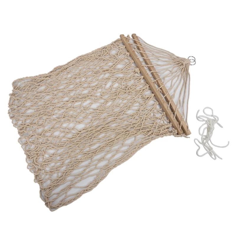 

White Cotton Rope Swing Hammock Hanging on the Porch or on a Beach