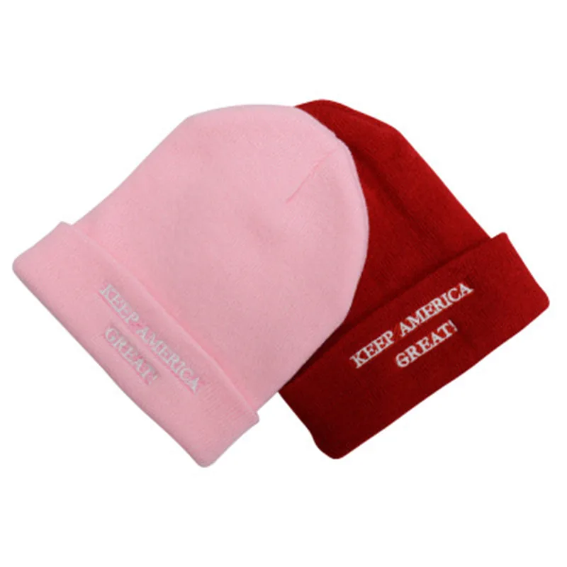 Оптовая продажа шапки Дональд Трамп Повседневные вязаные зимние с вышивкой в