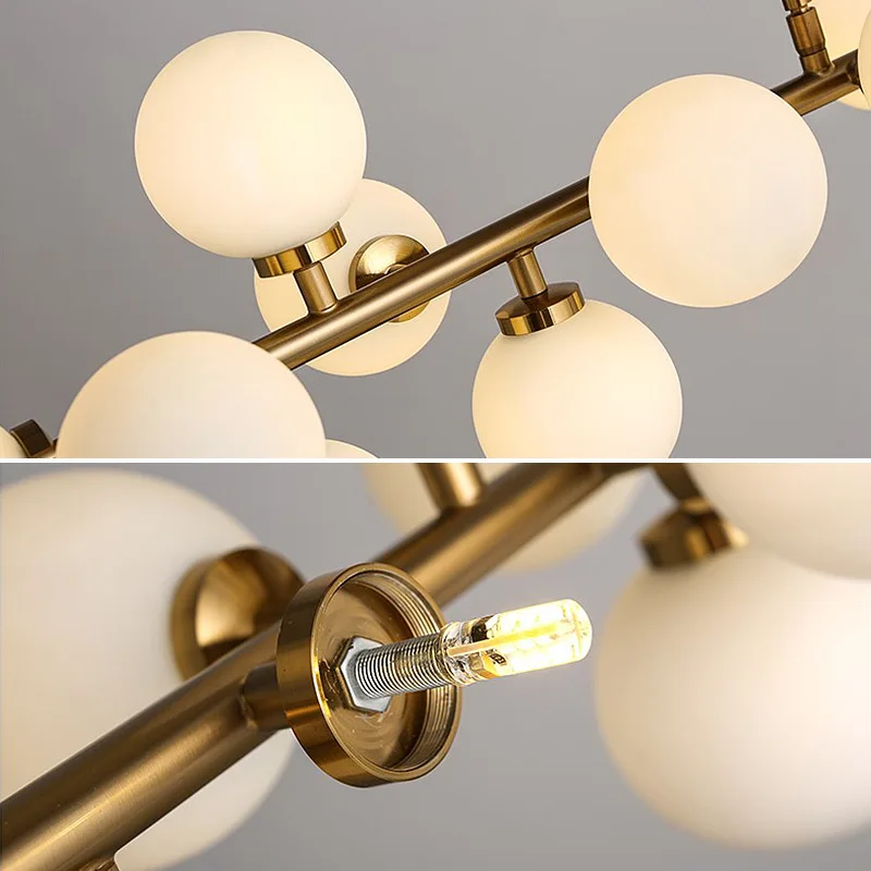 

Glass ball chandelier with Glass Lampshade home interior lighting LED Bubble lamp Kitchen staircase Tube Liner Chandeleir
