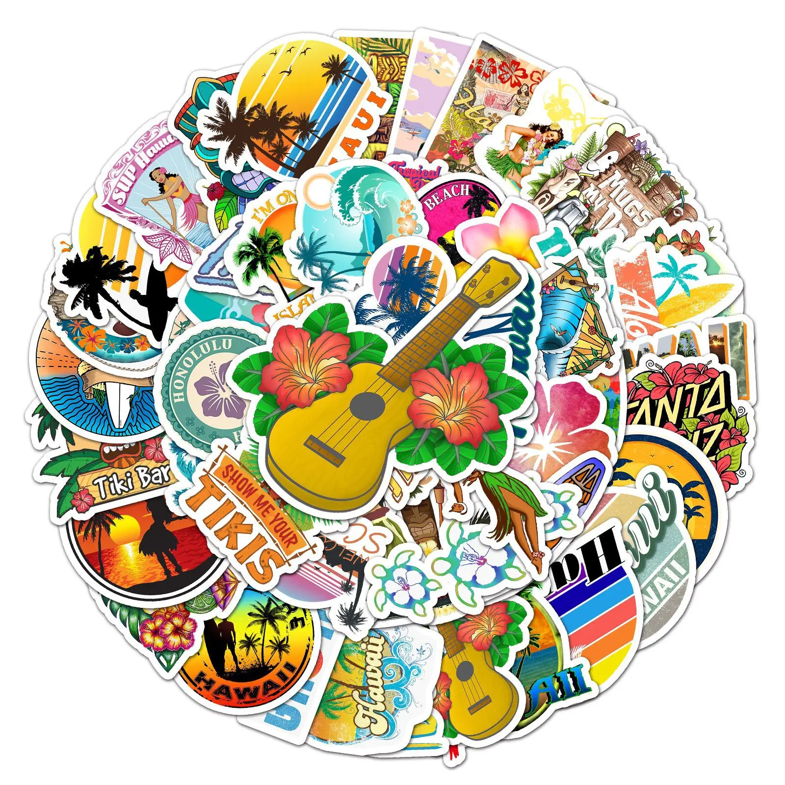 

10/50Pcs Retro Hawaii Stickers for Suitcase Skateboard Laptop Luggage Fridge Phone Car Styling DIY Decal Sticker