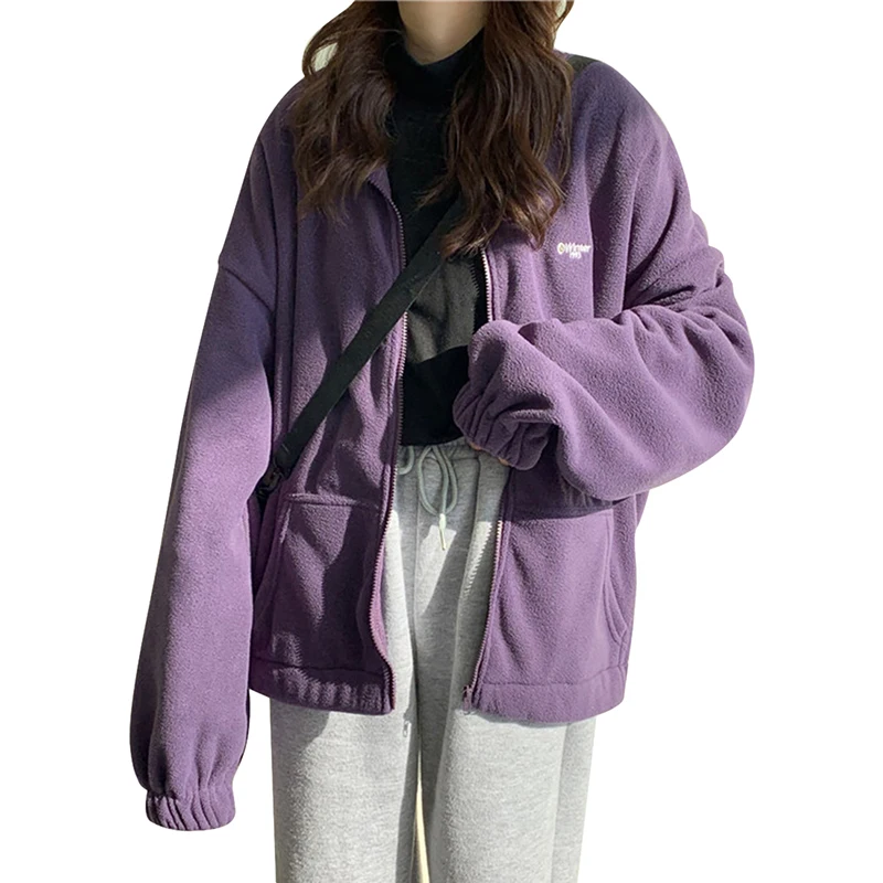 

Littlerassa Hoodies Women Zip-up Turn-down Collar Hooded Pocket Long Sleeve Korean Style Trendy Casual Harajuku Women Daily Coat