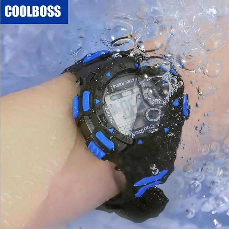 Мужские и детские спортивные водонепроницаемые часы светодиодные цифровые