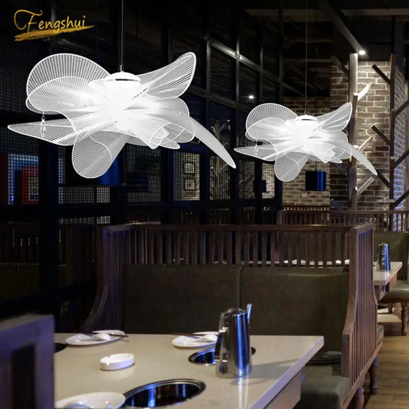 

Nordic Creative LED Pendant Lamp Lighting Modern Acrylic White Art Pendant Lights Restaurant Bedroom Hotel Living Room Lamps