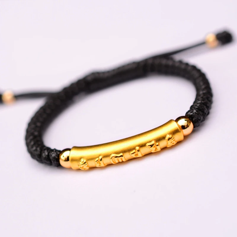 Браслеты и браслеты BOEYCJR с тибетской мантрой золотистого цвета ручная работа 999