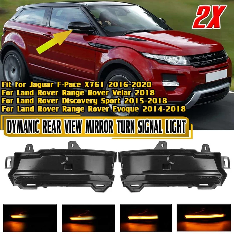 

2X LED Dynamic Rearview Mirror Light Trun Signal Lights Indicator Lamp for Land Rover Discovery Sport Range Rover Evoque