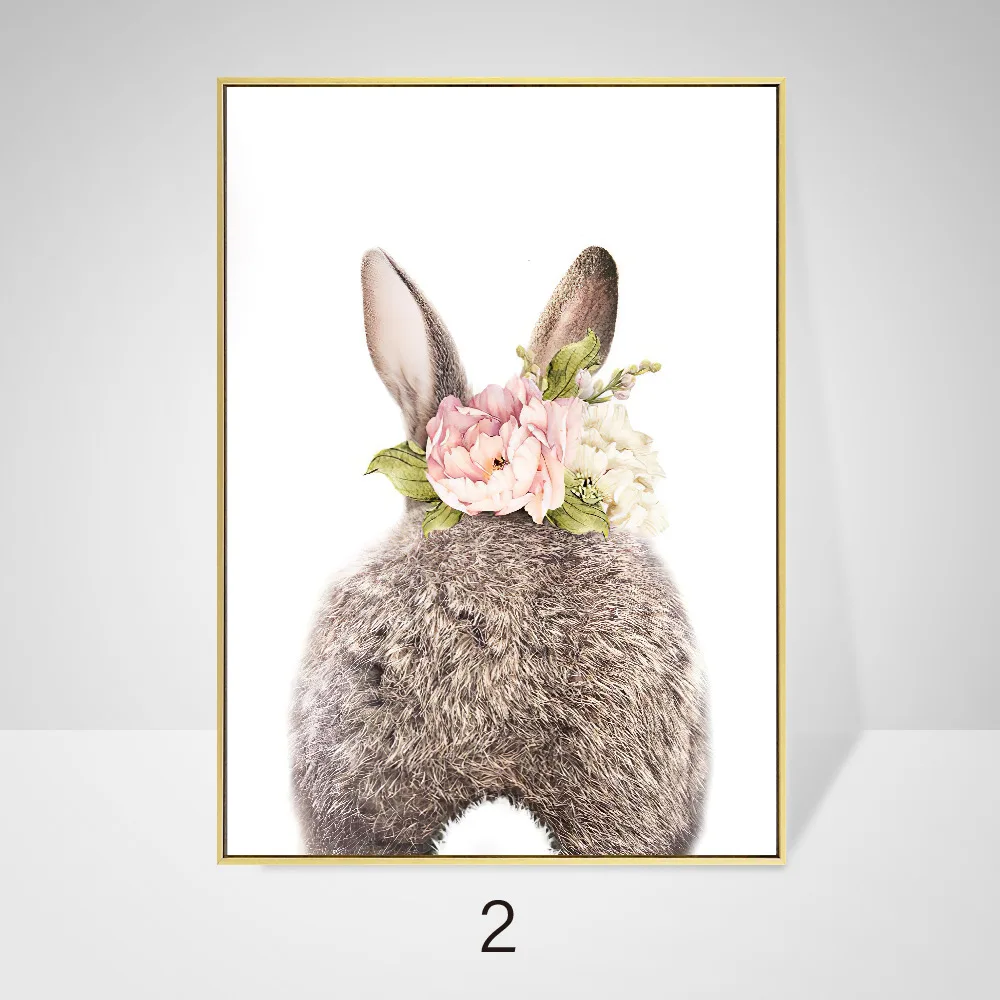

Posters Canvas Painting Vintage Wall Art Simple Canvas Painting Small Fresh Rabbit Cute Pet Children's Room Decoration Painting