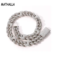 mathalla mens 20mm cuban chain necklace ice out pav%c3%a9 cz miami box clasp fashion hip hop jewelry mens jewelry