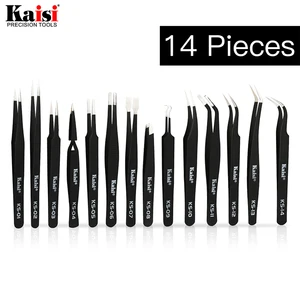 14 шт . набор антистатических пинцетов из нержавеющей стали , точный Пинцет для ремонта, электронный мобильный телефон, инструменты для ремонта, набор для удаления черных точек