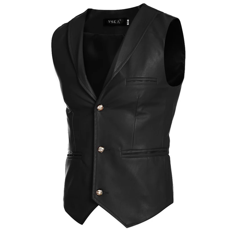 2020 Новинка Лидер продаж джентльмен Кожаные Жилеты Для мужчин Однобортный жилет 3