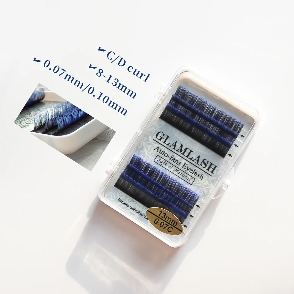 GLAMLASH накладные ресницы из норки цвета Омбре фиолетовый синий градиентный цвет