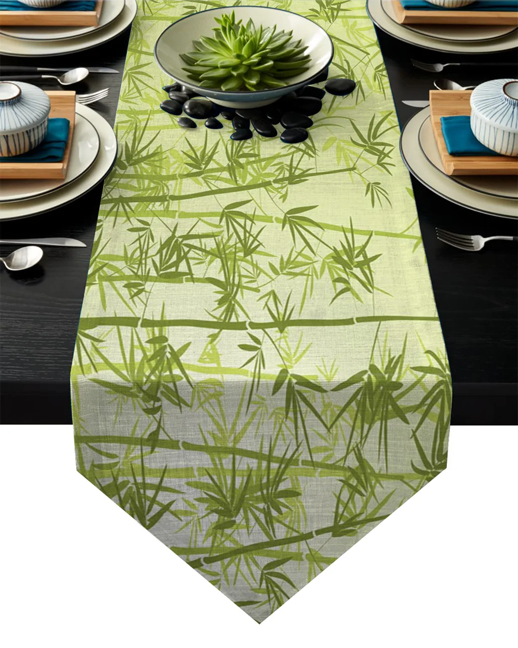 Настольная дорожка с зелеными бамбуковыми листьями для отеля свадебного торта