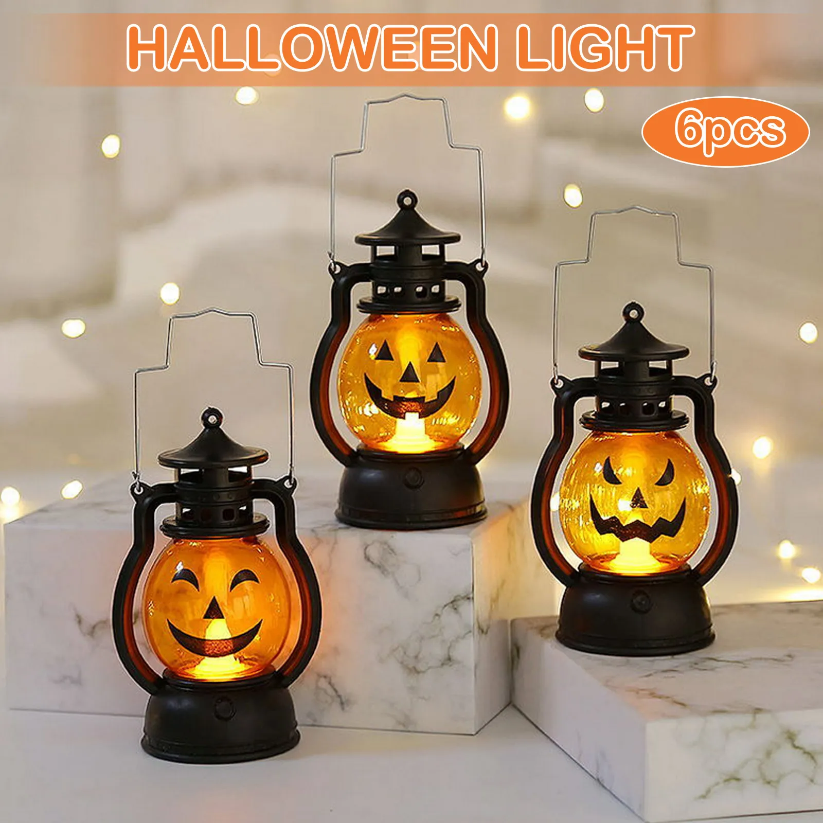 Halloween Pumpkin LED Lights Portable Pony Lantern Oil Lamp for Home Bar Outdoor Hanging Decor Horror Props Gifts | Игрушки и хобби
