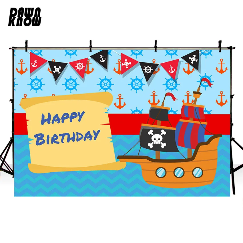 

DAWNKNOW Cartoon Ship Vinyl Photography Background For Newborn Photo Shoot Backdrop For Happy Birthday Party Photo Studio G702