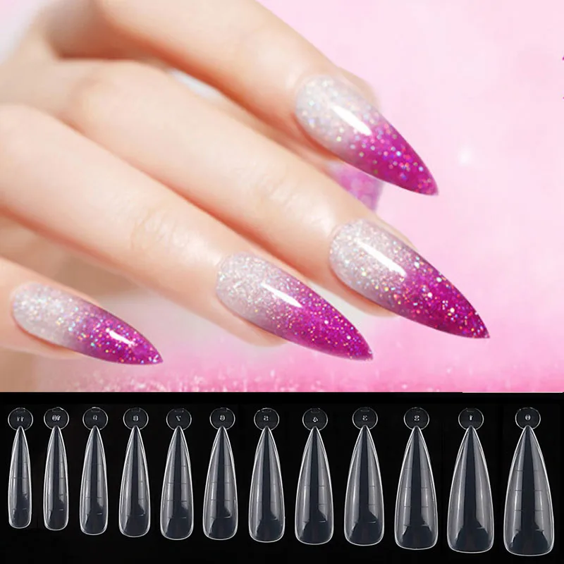 Двойной формы ногтя Набор полное покрытие накладные ногти из акрила для быстрого