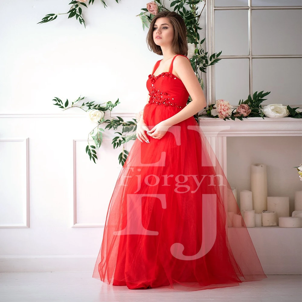 

Spaghetti Red Tulle Vintage Women's Evening Party Dresses Crystal Applique A-Line Prom Gowns Girl's Birthday Party Robes 2021