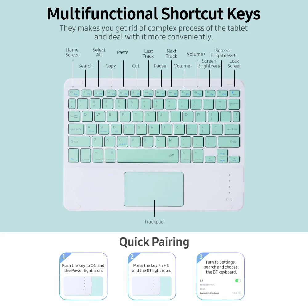 

Detachable BT Keyboard and Protective Case with Charging Pen Slot for iPad Pro11(2020)/ Air4 10.9 Accessories