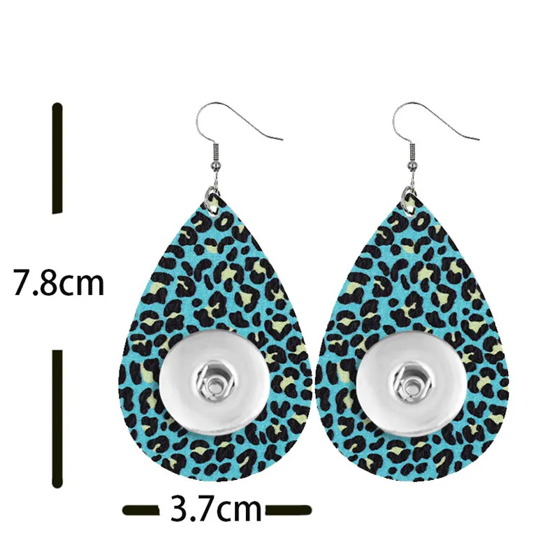 

water drop PU Leather 18mm snap button earrings PU010