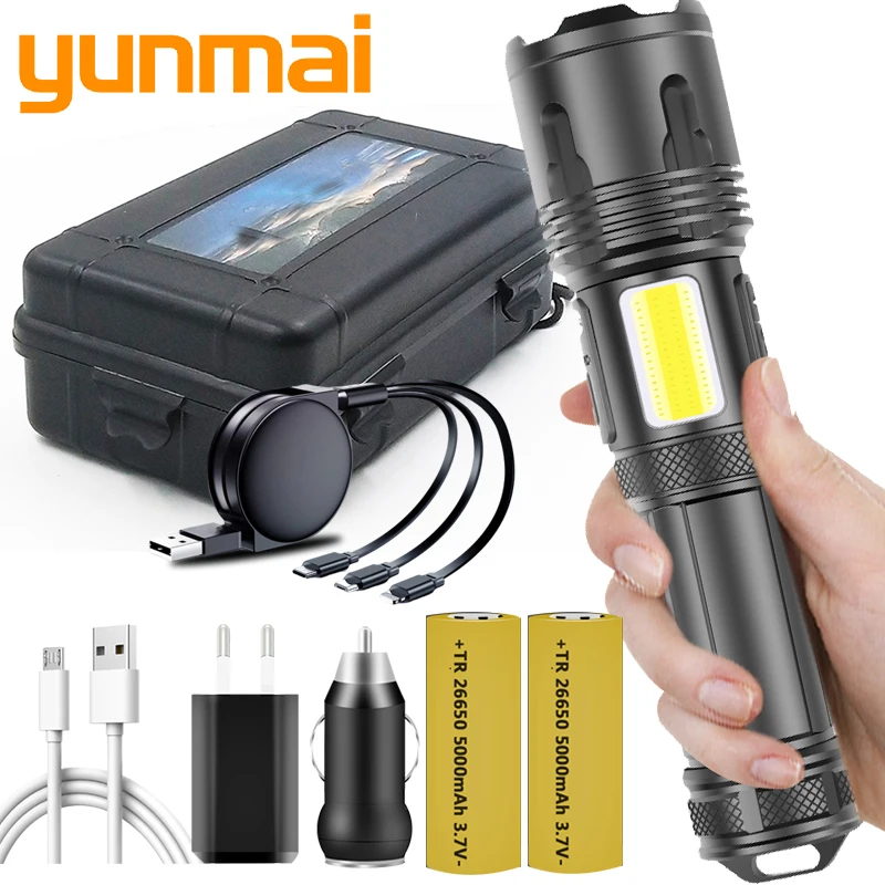 

XHP100 COB 9-core Led Flashlight Powerbank Function Torch Usb Rechargeable 18650 26650 Battery Zoomable XHP70.2 Aluminum Lantern